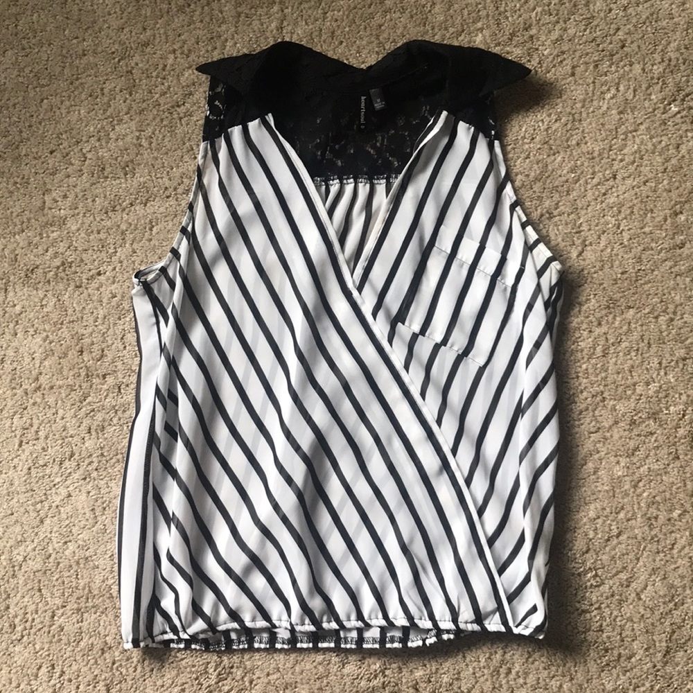 Black & White Striped Tank Size Medium